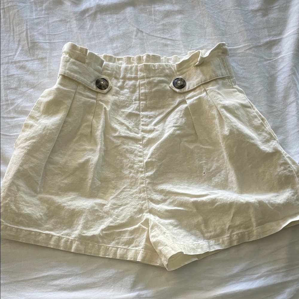 High-Waisted Cream Shorts